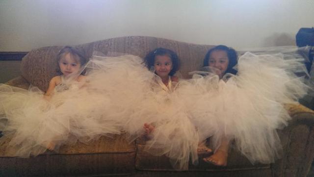 Have you ever in your life seen this much tulle on one couch?